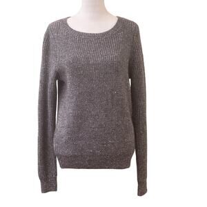 NWT Ann Taylor Dark Grey Long Sleeve Sparkle Sequin Sweater Size Small